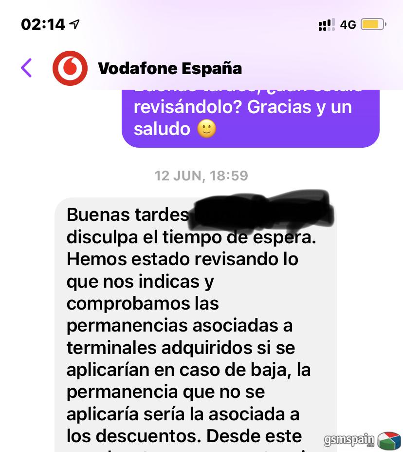 [CONSEJO] Vodafone cobra la permanencia en tarifa por terminal por subidas de precios..