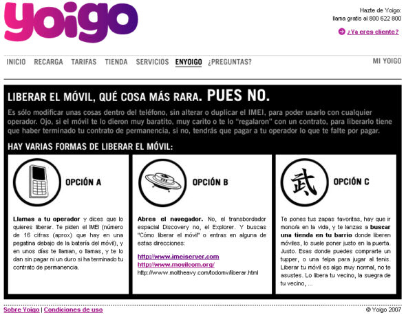 Yoigo explica como liberar un mvil